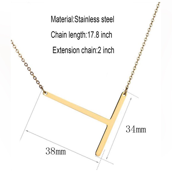 Sideways Initial “T” Necklace - Picture 2 of 7